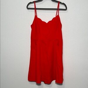 Orange Red Scallop Detail Dress